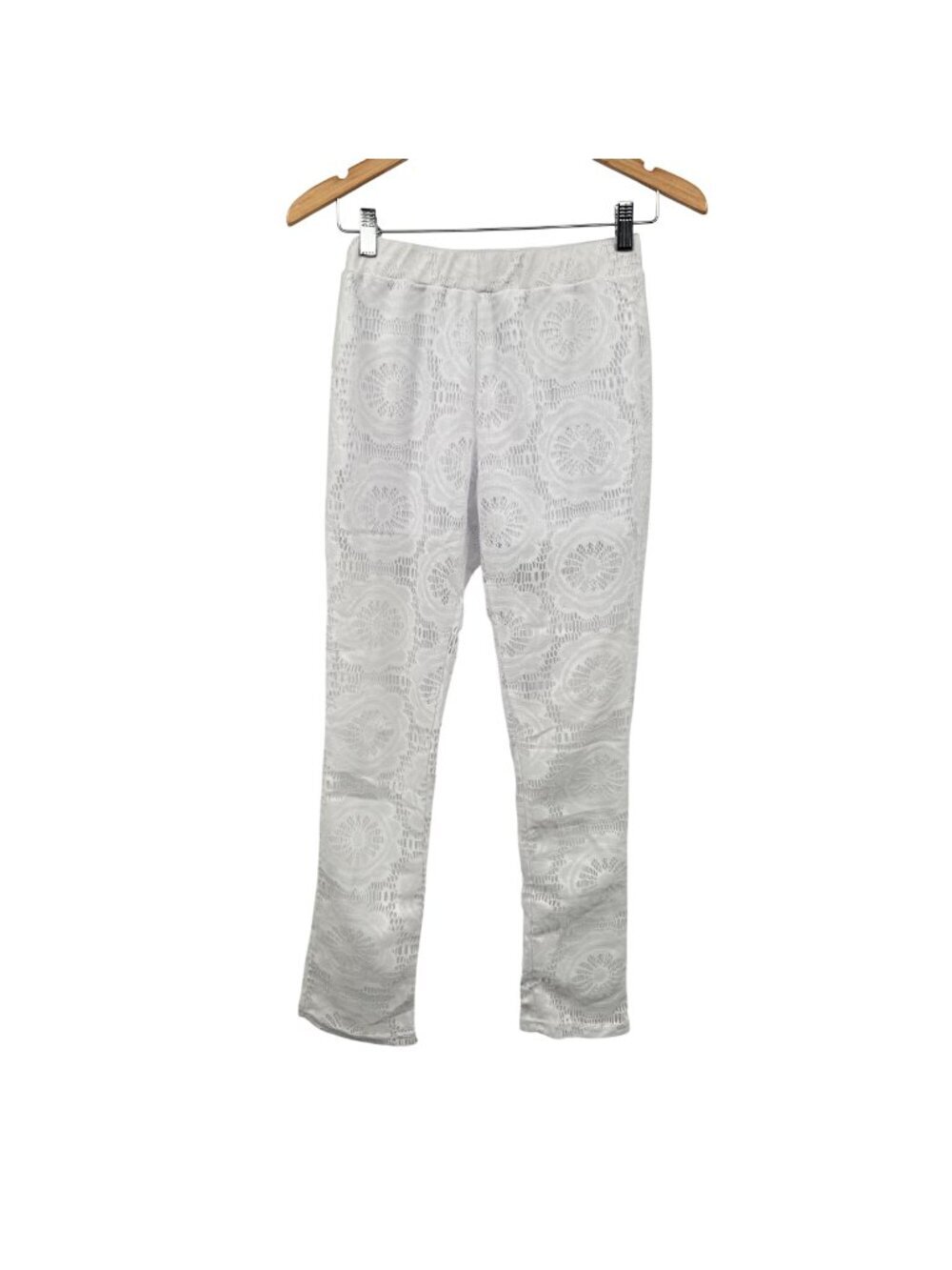Maze Collection Womens Lace Dress Pants Pull On Slim Leg White Size Small
